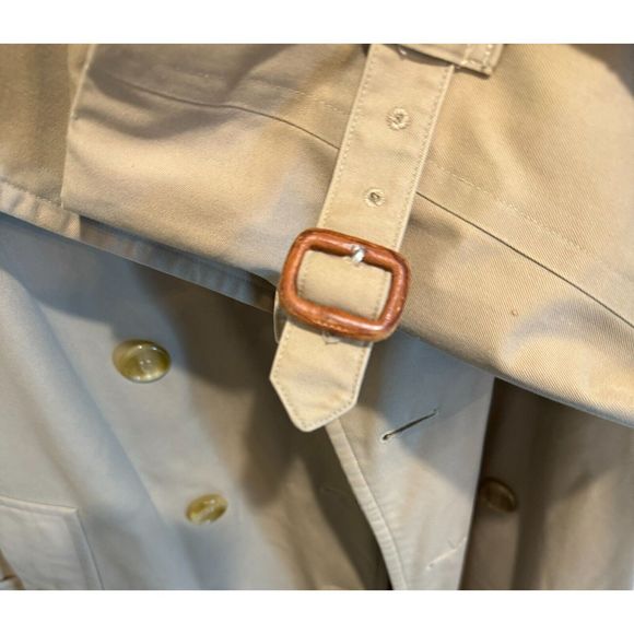 Vintage Burberry’s Nova Check Trench Coat Mens 40R Beige Belted D-Rings USA - Picture 5 of 14